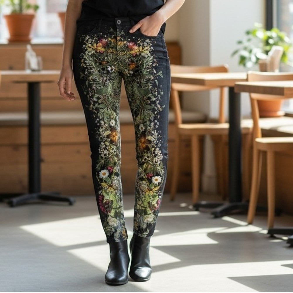 MOTHER The Looker Jeans Womens 25 Wild Flower Blue Skinny High Rise Stretch